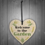 Welcome To The Garden Hanging Door Wall Sign Wood Heart