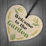 Welcome To The Garden Hanging Door Wall Sign Wood Heart