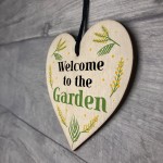 Welcome To The Garden Hanging Door Wall Sign Wood Heart