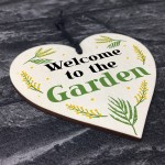 Welcome To The Garden Hanging Door Wall Sign Wood Heart