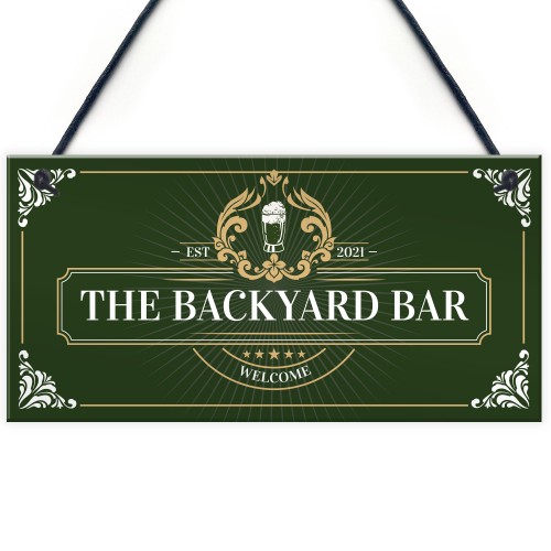 Backyard Bar Hanging Welcome Garden Sign Home Bar Beer Garden