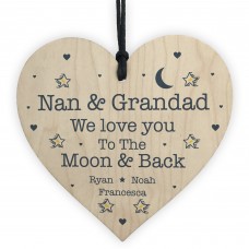 Personalised Nan And Grandad Gift Wood Heart Grandparent Gift