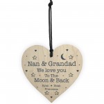 Personalised Nan And Grandad Gift Wood Heart Grandparent Gift