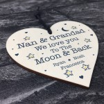 Personalised Nan And Grandad Gift Wood Heart Grandparent Gift