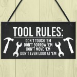 TOOL RULES Sign Man Cave Shed Garage Sign Funny Gift For Men