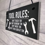 TOOL RULES Sign Man Cave Shed Garage Sign Funny Gift For Men