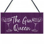 Funny Gin Gift For Friend Gin Queen Sign For Home Bar Garden