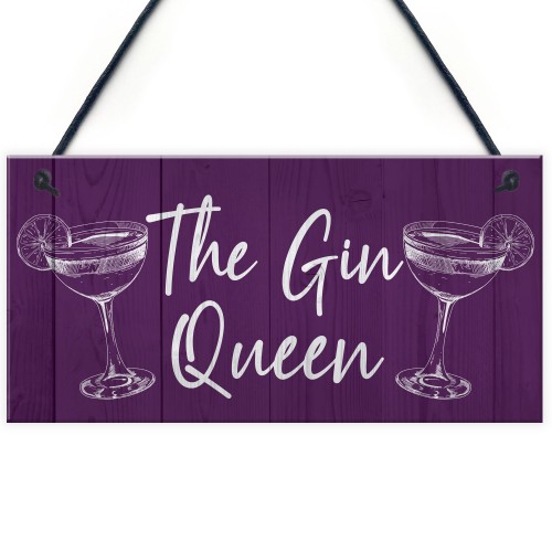 Funny Gin Gift For Friend Gin Queen Sign For Home Bar Garden