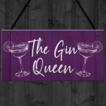 Funny Gin Gift For Friend Gin Queen Sign For Home Bar Garden