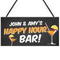 Personalised Happy Hour Novelty Bar Sign Hanging Home Bar Sign