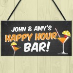 Personalised Happy Hour Novelty Bar Sign Hanging Home Bar Sign