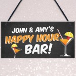 Personalised Happy Hour Novelty Bar Sign Hanging Home Bar Sign