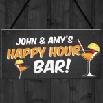 Personalised Happy Hour Novelty Bar Sign Hanging Home Bar Sign