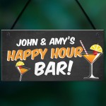 Personalised Happy Hour Novelty Bar Sign Hanging Home Bar Sign