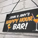 Personalised Happy Hour Novelty Bar Sign Hanging Home Bar Sign