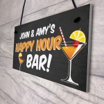 Personalised Happy Hour Novelty Bar Sign Hanging Home Bar Sign