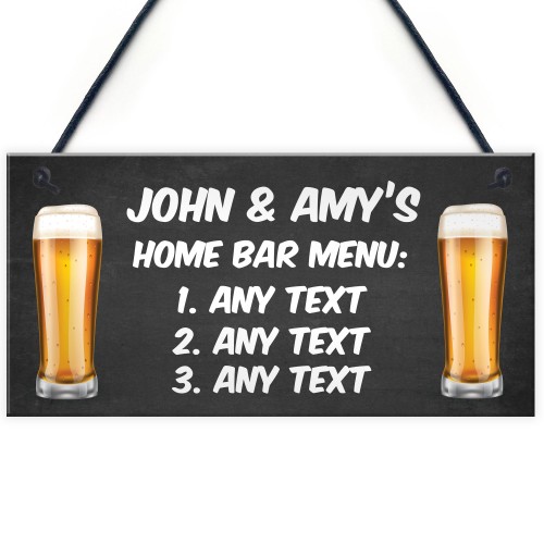 Personalised Home Bar Menu Sign Novelty Bar Signs For Home 