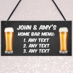 Personalised Home Bar Menu Sign Novelty Bar Signs For Home 