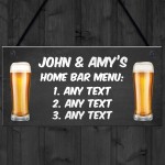 Personalised Home Bar Menu Sign Novelty Bar Signs For Home 