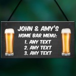 Personalised Home Bar Menu Sign Novelty Bar Signs For Home 