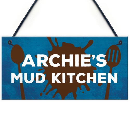 Personalised Hanging Mud Kitchen Sign For Garden Play House Gift