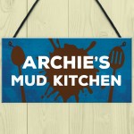 Personalised Hanging Mud Kitchen Sign For Garden Play House Gift