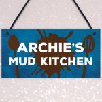 Personalised Hanging Mud Kitchen Sign For Garden Play House Gift