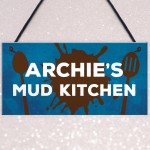 Personalised Hanging Mud Kitchen Sign For Garden Play House Gift