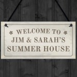 Personalised Hanging Summer House Sign Garden Shed Home