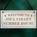 Personalised Hanging Summer House Sign Garden Shed Home