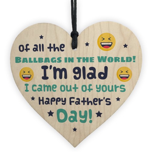 Rude Joke Gift For Dad On Fathers Day Wood Heart Funny Dad Gift