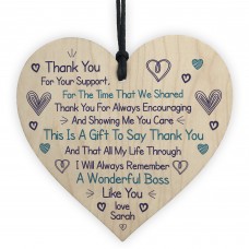 Thank You Gift For Boss Wood Heart Personalised Colleague Poem