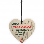 Daddy YOU ROCK Fathers Day Gift Grandparent Gift Wooden Heart
