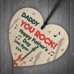 Daddy YOU ROCK Fathers Day Gift Grandparent Gift Wooden Heart