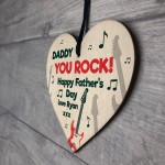 Daddy YOU ROCK Fathers Day Gift Grandparent Gift Wooden Heart