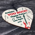 Daddy YOU ROCK Fathers Day Gift Grandparent Gift Wooden Heart