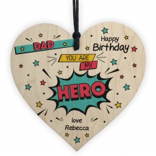 Birthday Gift For Dad Superhero Plaque Personalised Heart