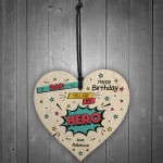 Birthday Gift For Dad Superhero Plaque Personalised Heart