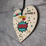 Birthday Gift For Dad Superhero Plaque Personalised Heart