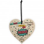 Fathers Day Gift For Dad Superhero Plaque Personalised Heart