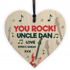 Novelty Gift For Uncle Birthday YOU ROCK Wood Heart Personalised