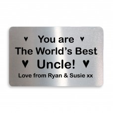 Novelty Worlds Best Uncle Gift For Birthday Metal Card