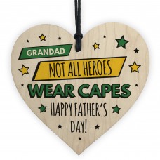 Grandad Gifts For Fathers Day Wood Heart Superhero Theme