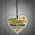 Grandad Gifts For Fathers Day Wood Heart Superhero Theme