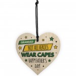 Grandad Gifts For Fathers Day Wood Heart Superhero Theme