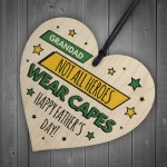Grandad Gifts For Fathers Day Wood Heart Superhero Theme