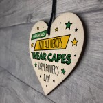 Grandad Gifts For Fathers Day Wood Heart Superhero Theme