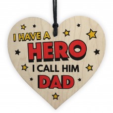 Dad Gifts For Fathers Day Birthday Wood Heart Superhero Theme
