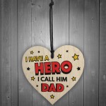 Dad Gifts For Fathers Day Birthday Wood Heart Superhero Theme