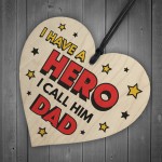 Dad Gifts For Fathers Day Birthday Wood Heart Superhero Theme